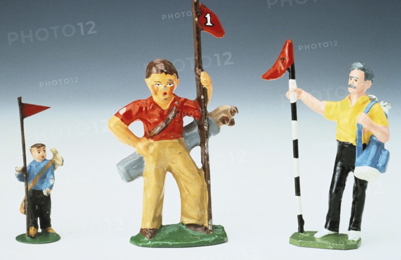 Lead golf caddy figures, 20th century. Artist: Unknown