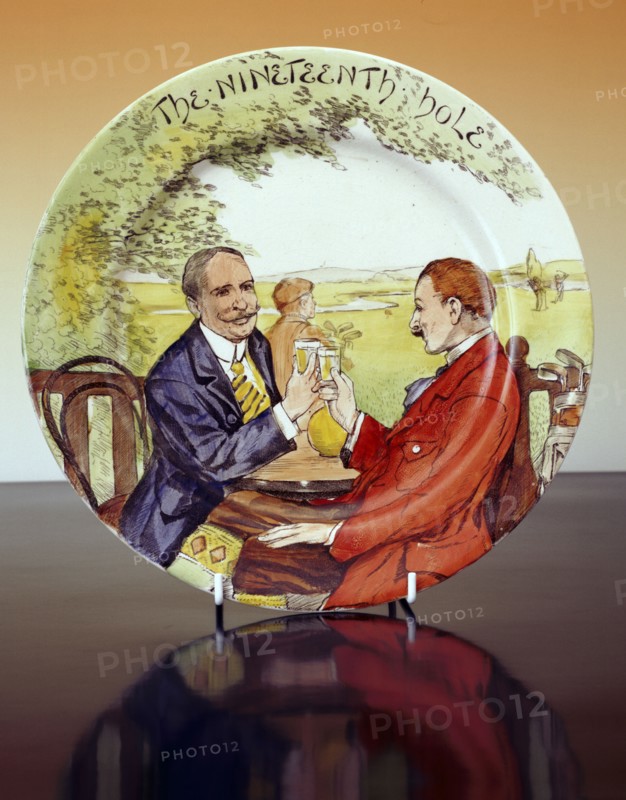 'The Nineteenth Hole', Royal Doulton plate, c1920.  Artist: Royal Doulton