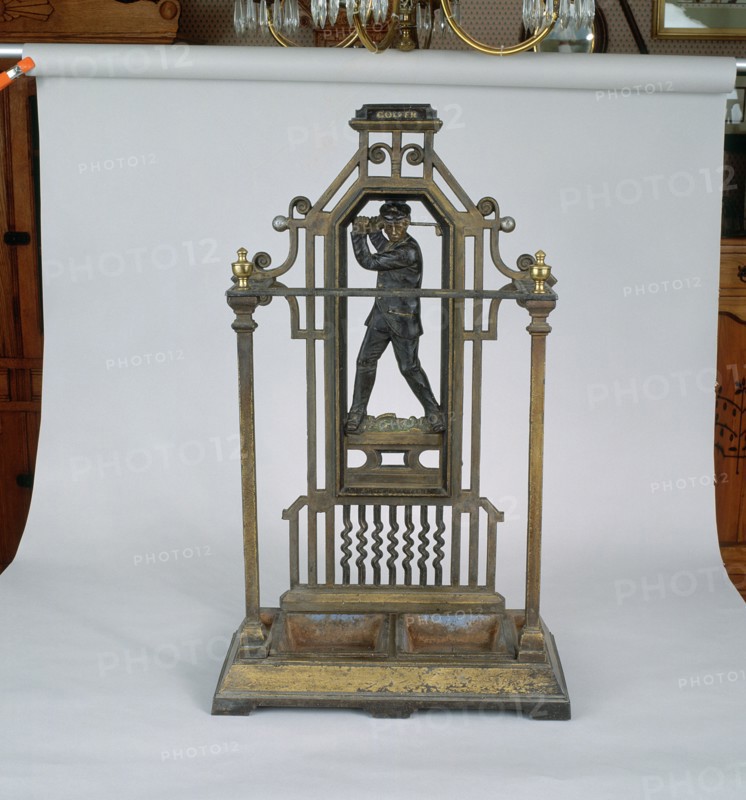 An iron umbrella stand, 1890s. Artist: Unknown