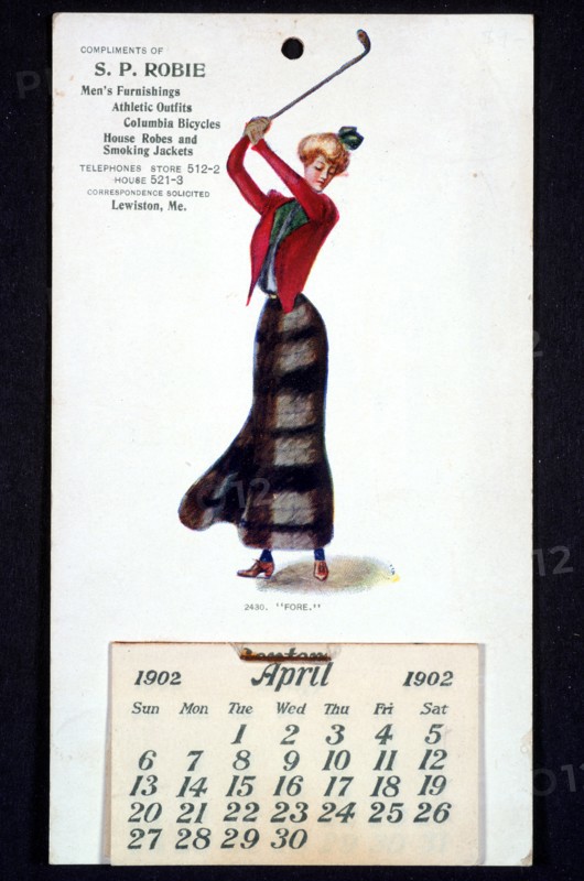 Calendar with golfing theme, American, 1902. Artist: Unknown