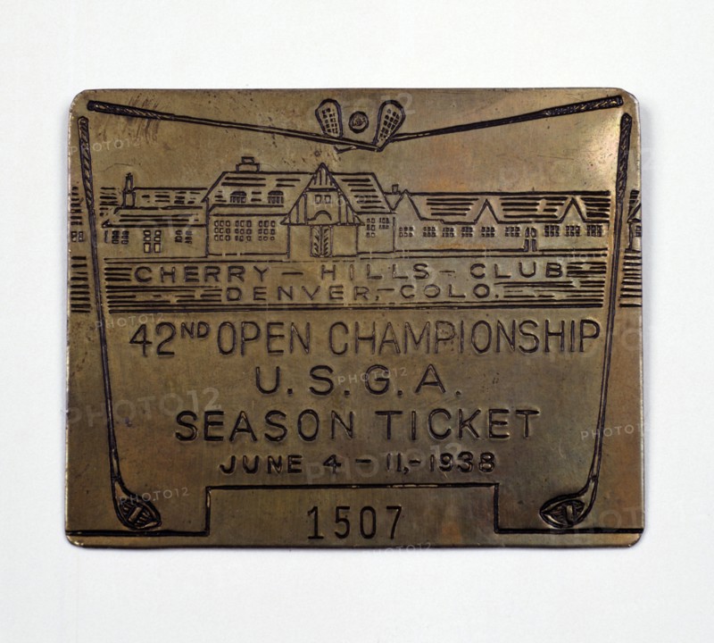 Metal season ticket to the US Open Golf Championship, 1938. Artist: Unknown