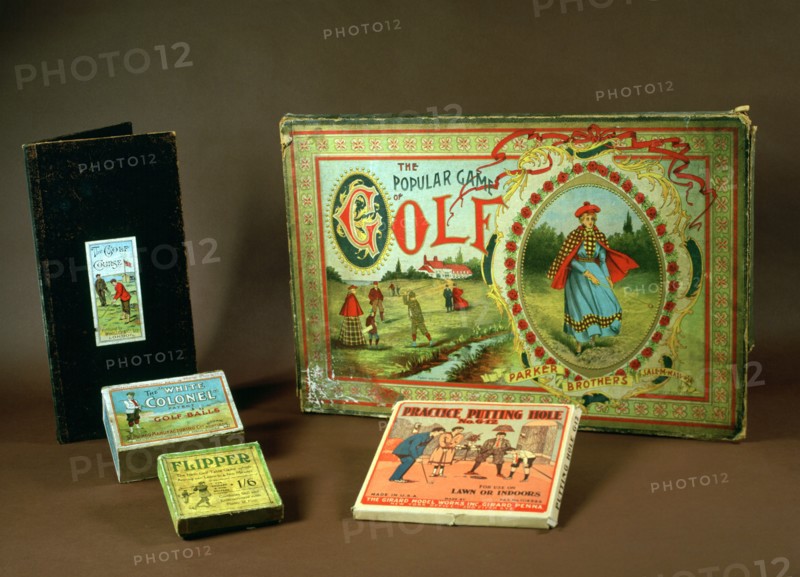 Golfing ephemera including 'The Popular Game of Golf', 1896. Artist: Parker Brothers