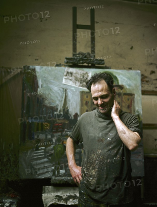 The artist Frank Auerbach (1931- ) in his studio. Artist: Unknown