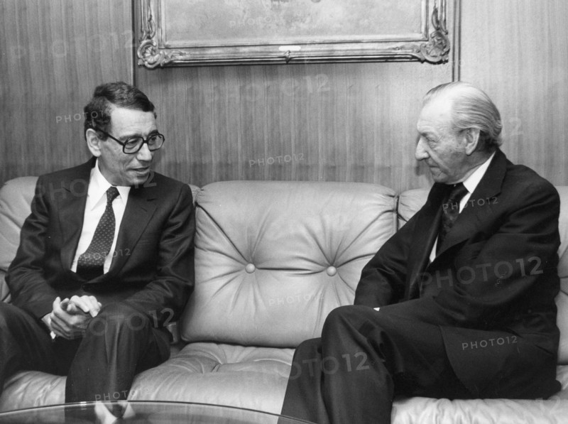 Boutros Boutros Ghali (1922- ) and Kurt Waldheim (1918- ), Secretary Generals of the UN. Artist: Y Nagata