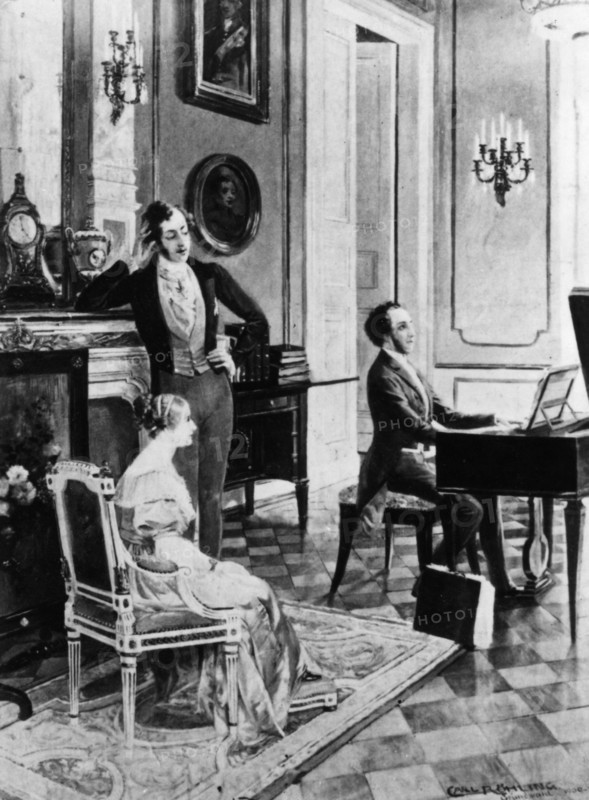 Felix Mendelssohn (1809-1847), performing for Queen Victoria and Prince Albert at Buckingham Palace. Artist: Unknown