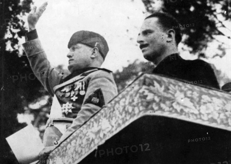 Sir Oswald Mosley with Benito Mussolini in Rome, 1933. Artist: Unknown