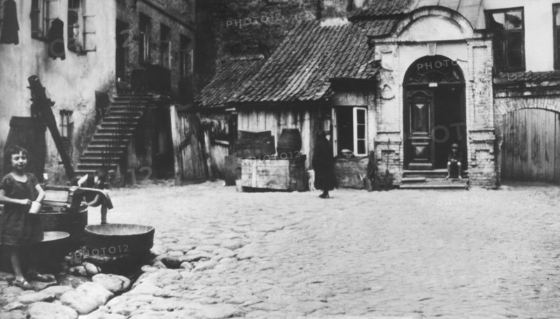 Synagogue courtyard in Vilna, Poland, (c1930s?) Artist: Unknown