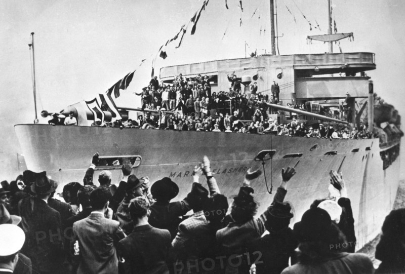 Arrival of SS Marine Flasher, New York, USA, 20  May 1946. Artist: Unknown