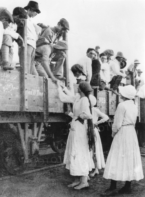 Members of the Jewish Legion bid farewell to their families, World War I, 1915-1918. Artist: Unknown