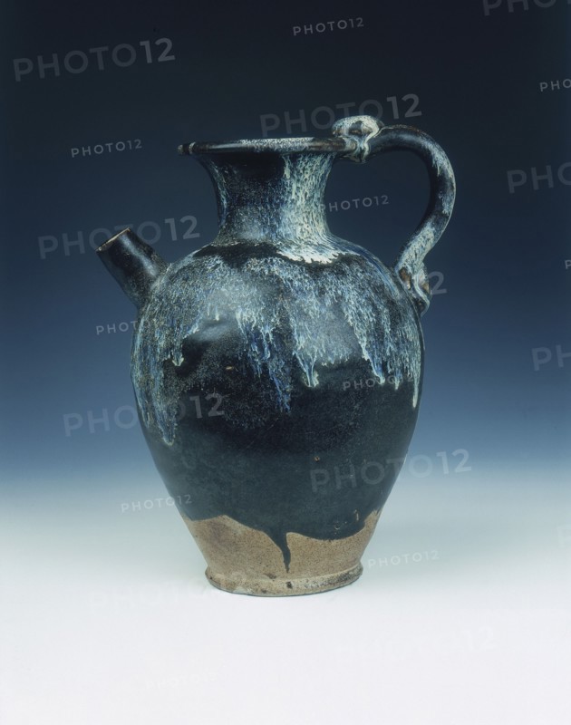 Black glazed ewer with blue phosphatic suffusions, Tang dynasty, China, 8th-9th century. Artist: Unknown
