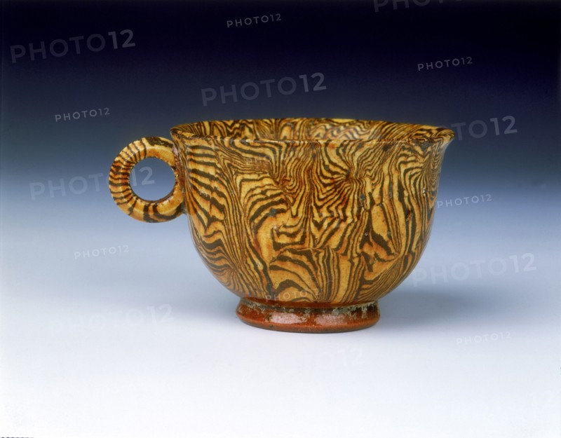 Brown marbleware cup, late Tang dynasty, China, 9th century. Artist: Unknown