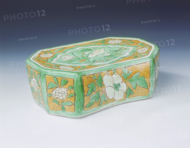Cizhou stoneware polychrome pillow with goose in a lotus pond, Jin dynasty, China, 12th century. Artist: Unknown