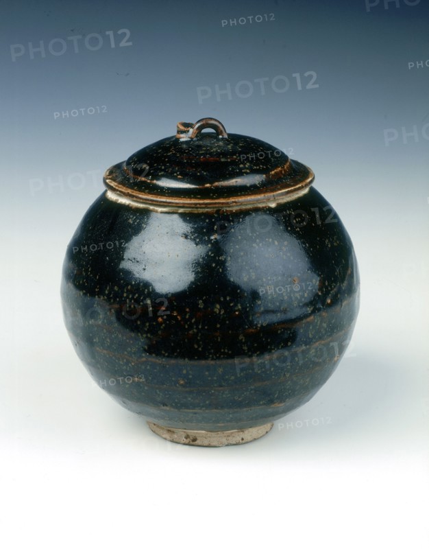 Cizhou-type black glazed globular jar and cover, Jin dynasty, China, 1168. Artist: Unknown