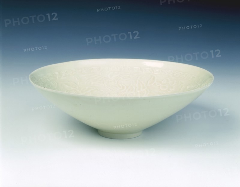 Ding bowl with phoenixes amid camellia scrolls, Jin dynasty, China, late 12th century. Artist: Unknown