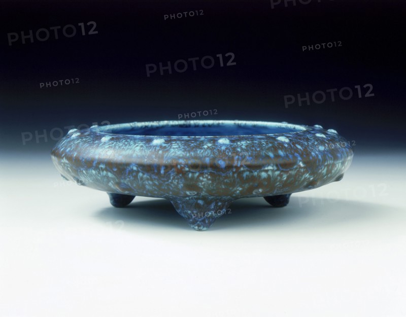 Tripod brushwasher with 'robin's egg' glaze, Yongzheng period, Qing dynasty, China, 1723-1735. Artist: Unknown