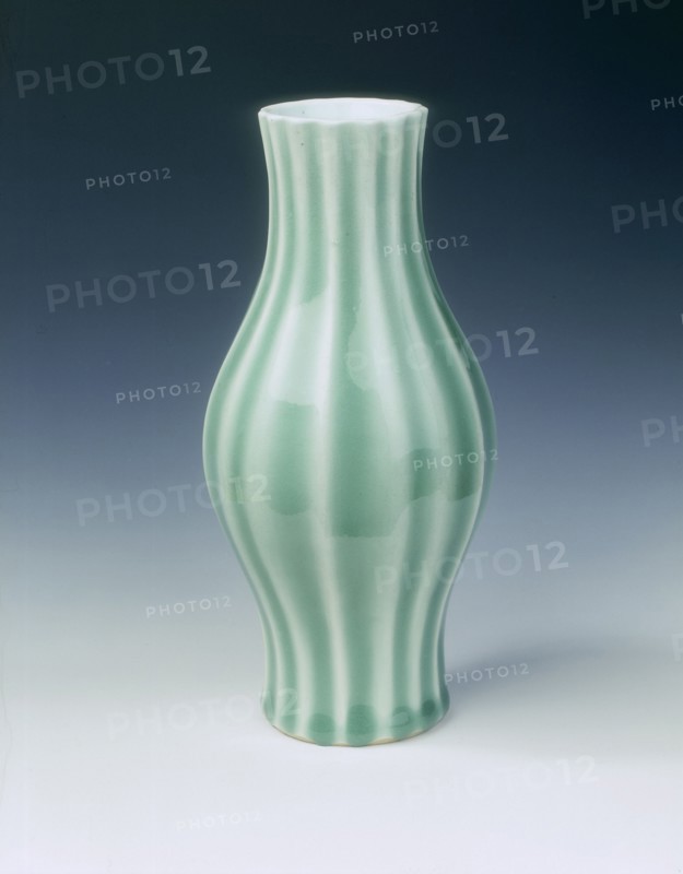 Ribbed celadon glazed vase, Qing dynasty, China, 1st half of 18th century. Artist: Unknown