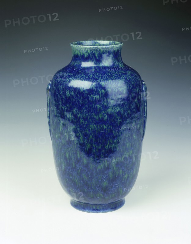 Vase with 'robin's egg' and green variant glaze, Qianlong period, Qing dynasty, China, 1736-1795. Artist: Unknown