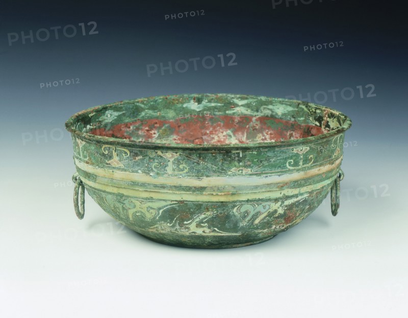 Bronze basin painted with cloud scrolls, Western Han dynasty, China, 2nd century BC. Artist: Unknown