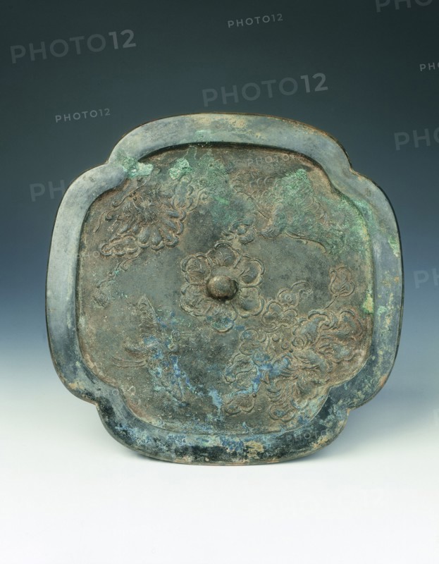 Bronze mirror with phoenix, stork and peonies, Northern Song dynasty, China, 11th century. Artist: Unknown