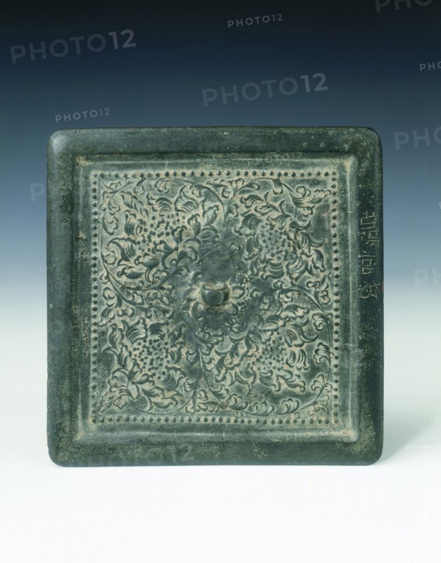 Square bronze mirror with scrolling peonies, Southern Song dynasty, China, 12th century. Artist: Unknown