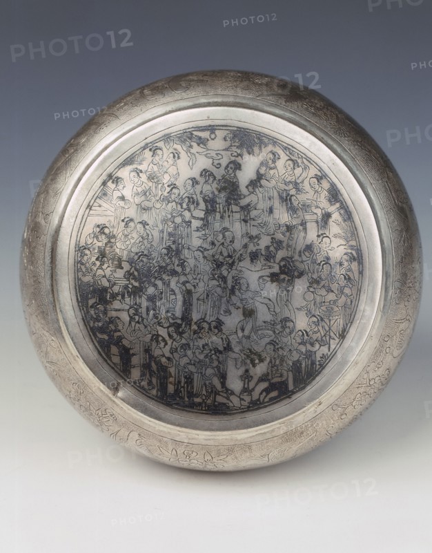 Chased silver covered box, Southern Song-Yuan dynasty, China, 13th century. Artist: Unknown