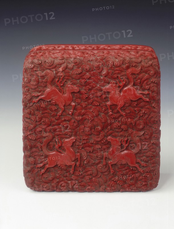 Carved red lacquer covered box, Qing dynasty, China, mid-late 18th century. Artist: Unknown