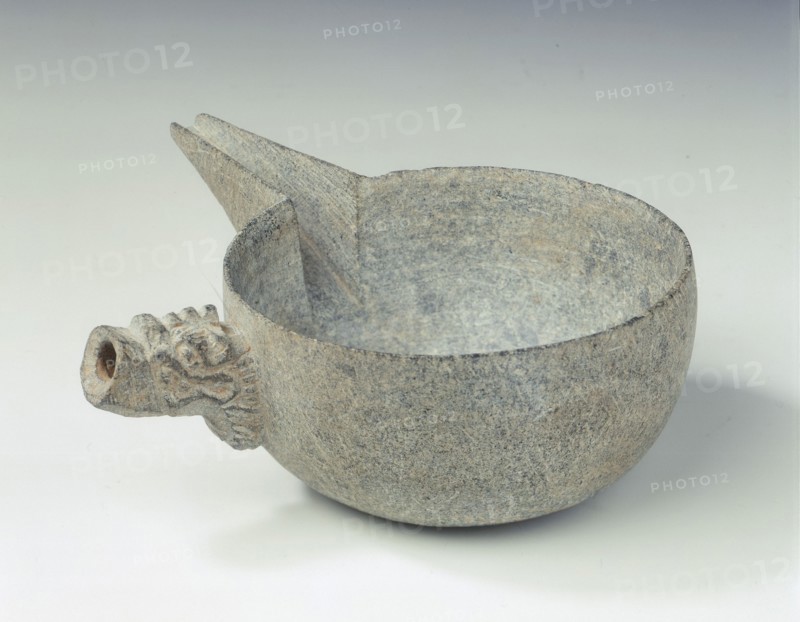 Steatite pouring bowl with dragon head handle, Tang dynasty, China, c618-c906. Artist: Unknown