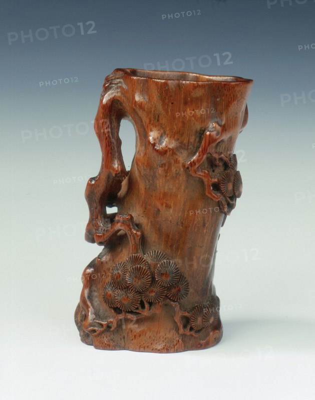 Bamboo brushpot in the shape of a pine tree, China, 1st half of the 17th century. Artist: Unknown