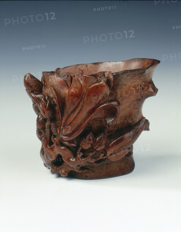 Carved bamboo cup in the form of a magnolia tree, China, c1662-c1722. Artist: Unknown