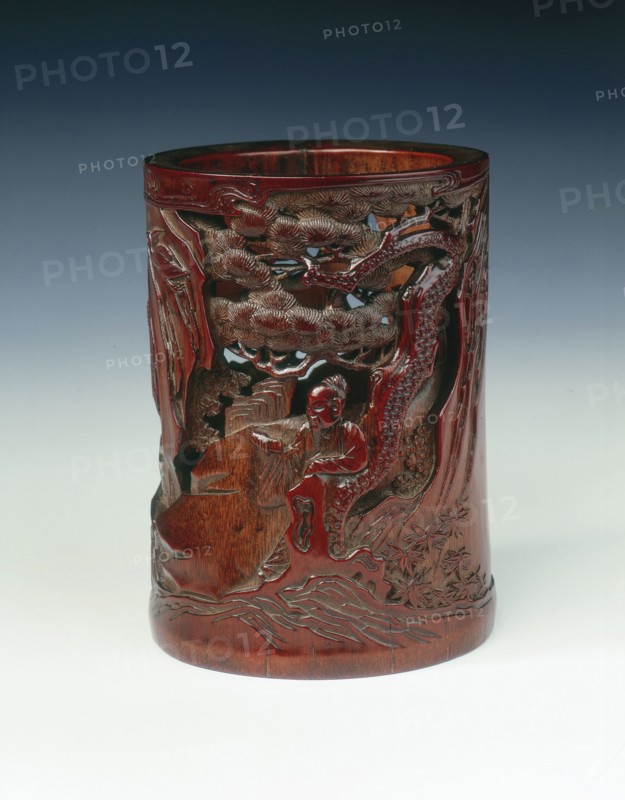 Carved bamboo brushpot, China, 1st half of the 18th century. Artist: Unknown