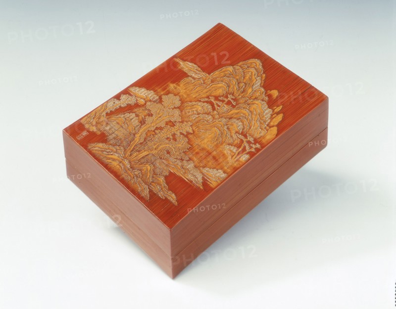 Bamboo box decorated with landscape scene, China, 18th century. Artist: Unknown