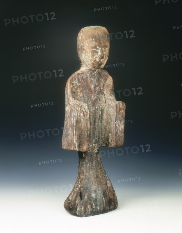 Camphor wood standing female figure, China, c206 BC-c8 AD. Artist: Unknown