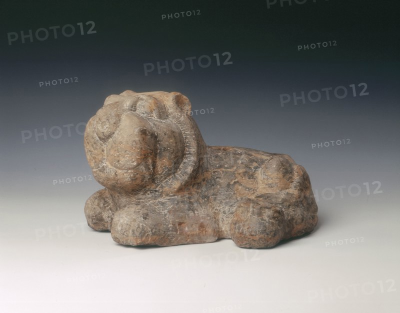 Carved stone lion, China, 200-420 AD. Artist: Unknown