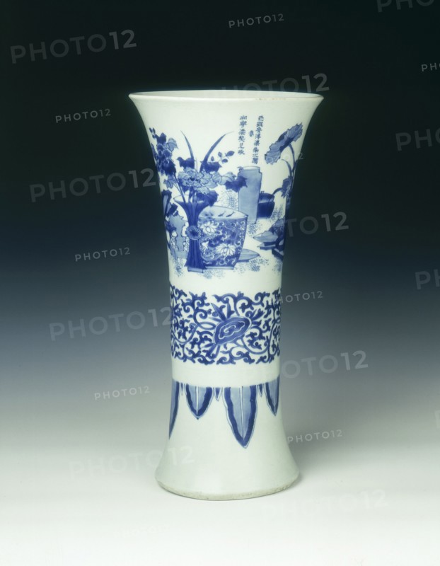Blue and white trumpet vase, China, 1639. Artist: Unknown