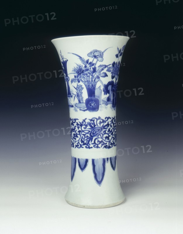 Blue and white trumpet vase, China, 1639. Artist: Unknown