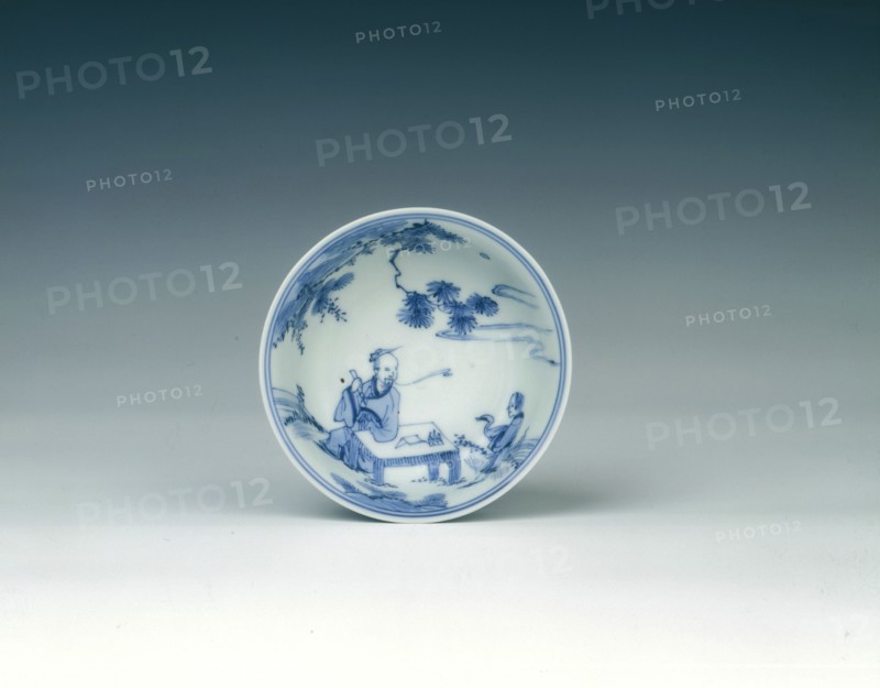Blue and white cup showing calligrapher Wang Xizhi, China, 1573-1620. Artist: Unknown
