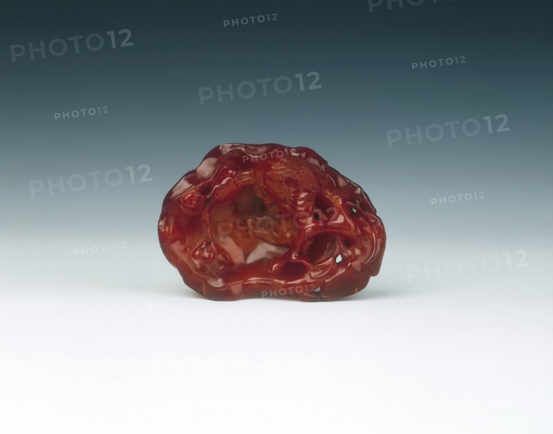 Amber brushwasher carved as a floral group, China, 1644-1911. Artist: Unknown