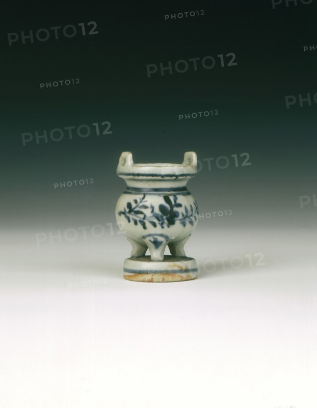 Miniature blue and white incense burner, China, c1500. Artist: Unknown