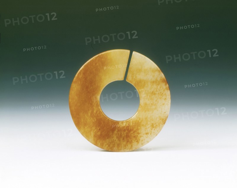 Jade slit disc, Western Han dynasty, China, 206 BC-8. Artist: Unknown