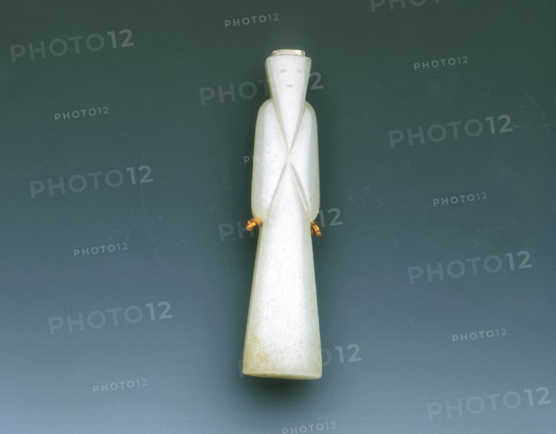 Jade bearded old man pendant, Western Han dynasty, China, 206 BC-8. Artist: Unknown