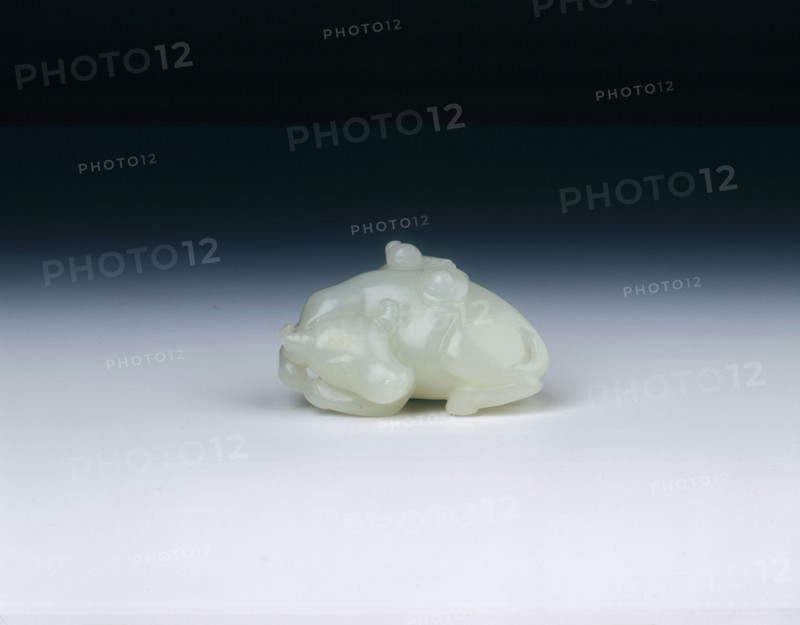 White jade buffalo with boy, Qing dynasty, Qianlong period, China, 1736-1795. Artist: Unknown