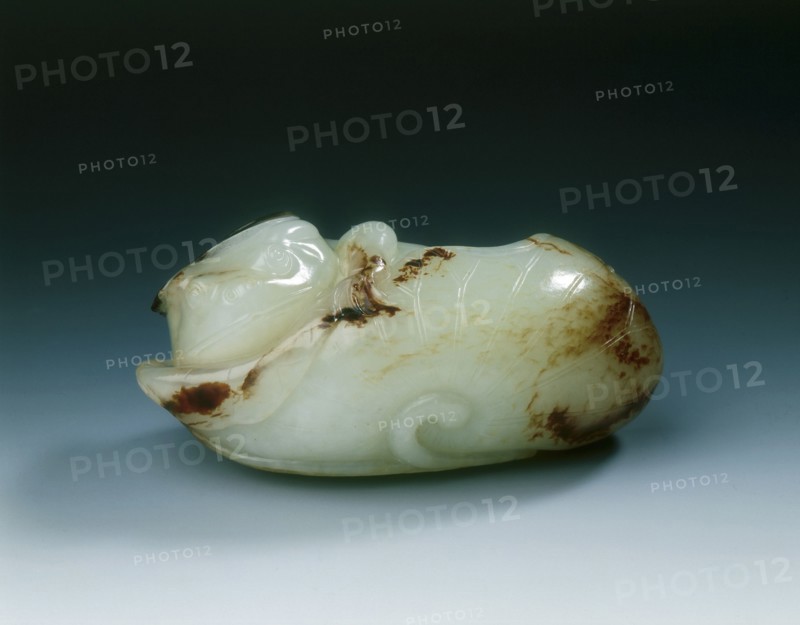 Jade toad in lotus waiting in ambush, Ming dynasty, China, 1368-1644. Artist: Unknown