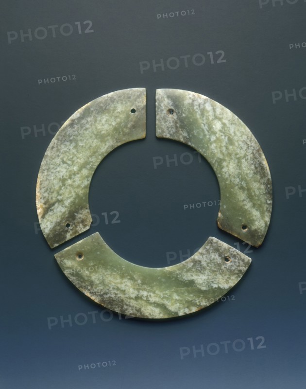 Jade bi-disc made up of three segments, Shang dynasty, Anyang phase, China, c12th-9th century BC. Artist: Unknown