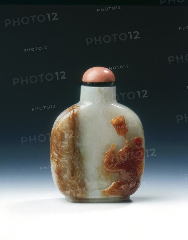 Jadeite snuff bottle with four different colours, Qing dynasty, China, 19th century. Artist: Unknown