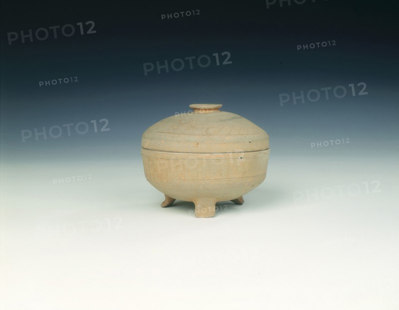 Unglazed pottery covered tripod censer, Western Han dynasty, China, 206 BC-8 AD. Artist: Unknown