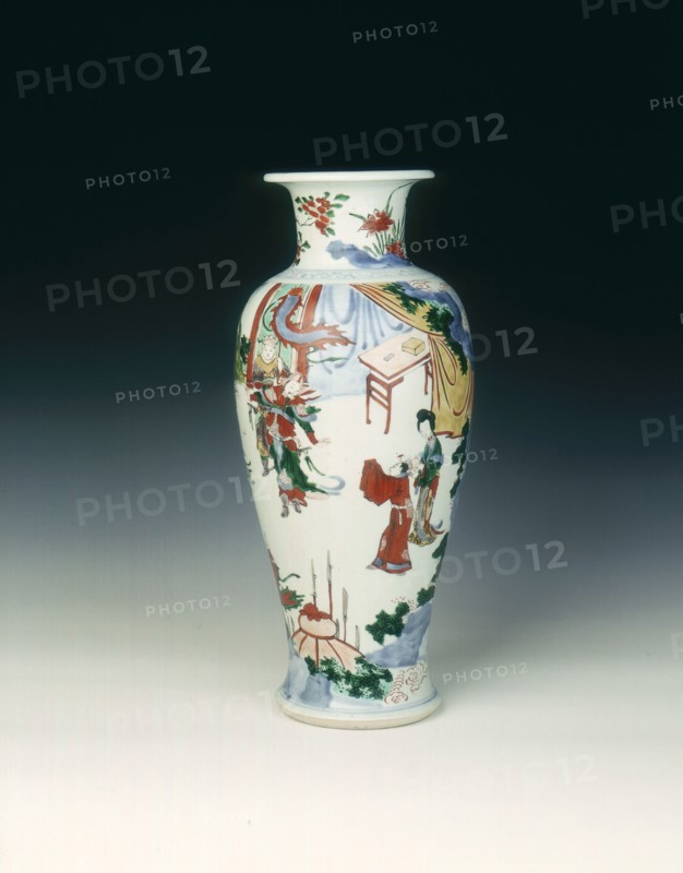 Polychrome vase with warriors in a garden, Qing dynasty, China, 17th century. Artist: Unknown