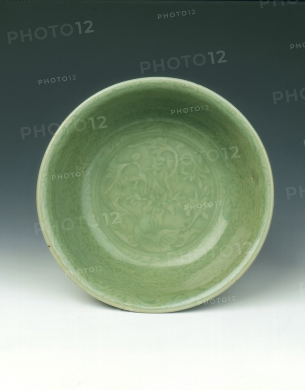 Carved celadon bowl, early Ming dynasty, China, 15th century. Artist: Unknown