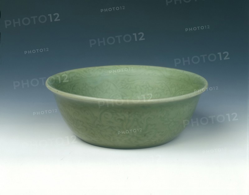 Carved celadon bowl, early Ming dynasty, China, 15th century. Artist: Unknown