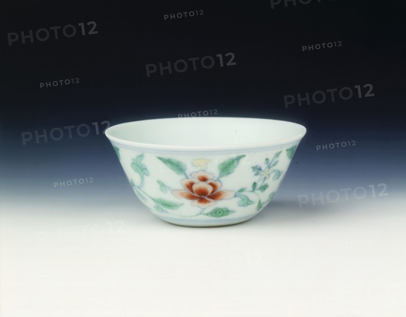 Doucai cup with peonies, Qing dynasty, late Kangxi period, China, 1700-1722. Artist: Unknown