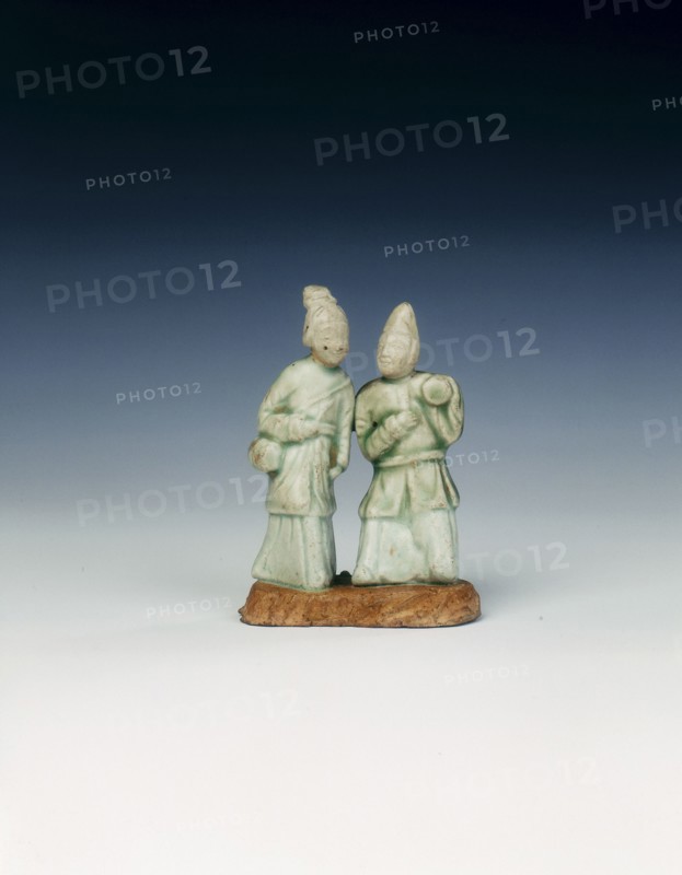 Qingbai twin drummer figures, Yuan dynasty, China, 1279-1368. Artist: Unknown